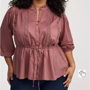 Torrid Button-Front Tie-Waist Blouse Size 3